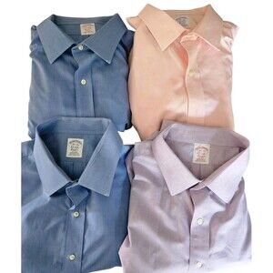 Brooks Brothers Classic Dress Shirts Size 18.5-36 French Cuff Lot of 4 Blue Pink